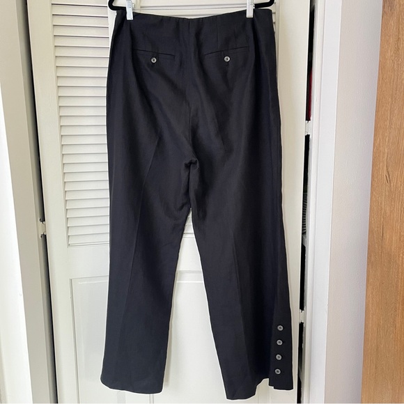 Talbots Linen High Waist Palazzo Wide Leg Black Pants Sz 16 - Picture 3 of 10